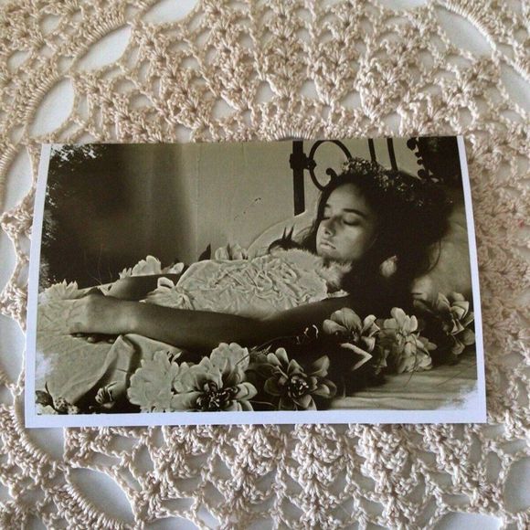 Post Mortem Death Photo Young Girl Death Bed Flowers Reprint - Picture 4 of 8